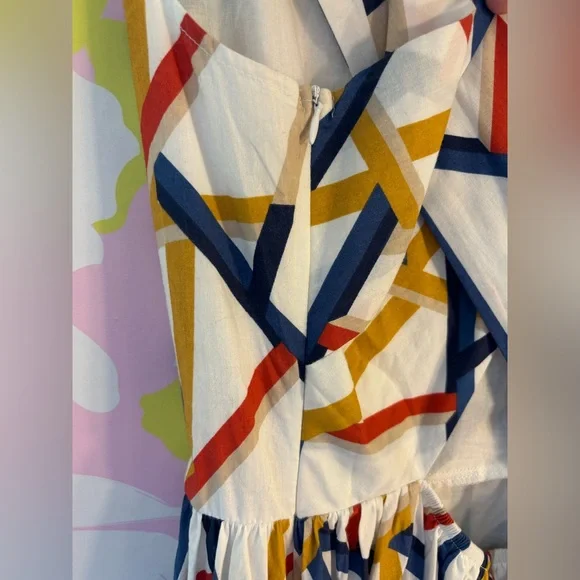 ModCloth Geometric Patterned Midi Flowy Dress with Criss Crossed Back - Picture 4 of 4